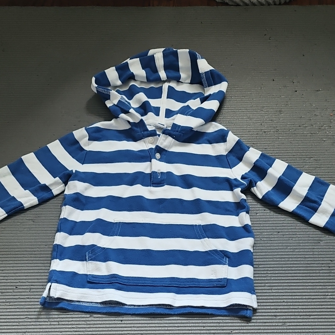 Janie And Jack Blue And White Beach Striped Kids Hoodie